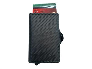 1onespo carbon zip verde porta carte ecopelle