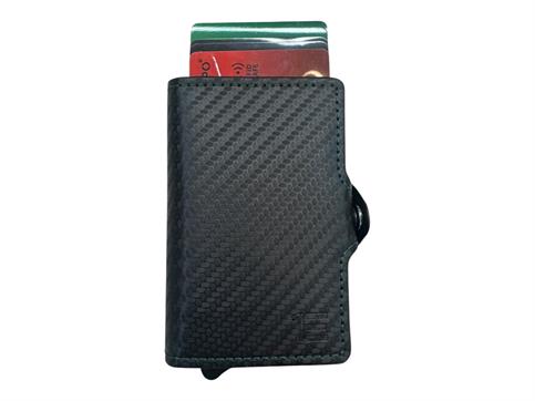 1onespo carbon zip verde porta carte ecopelle