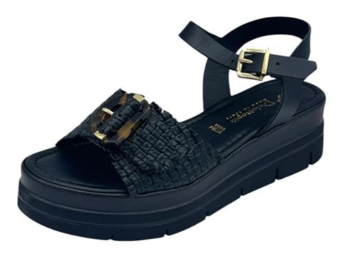 18+ 9015 nero sandalo donna pelle zeppa