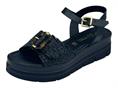 18+ 9015 nero sandalo donna pelle zeppa