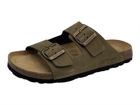grunland cb7005 oliva ciabatta doppia fascia uomo