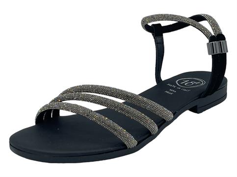 18+ 8181 NERO sandalo  DONNA gioiello strass