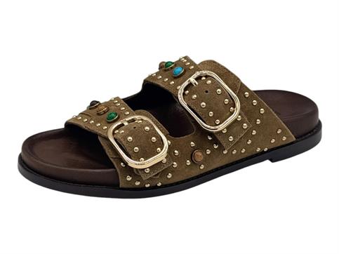 inuovo d51049 sabbia ciabatta camoscio borchie donna