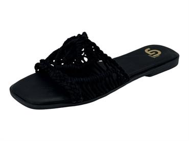 gold&gold fl281 nero ciabatta fascia tessuto donna