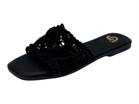 gold&gold fl281 nero ciabatta fascia tessuto donna