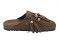 18+ 9071 taupe sabot camoscio frange donna