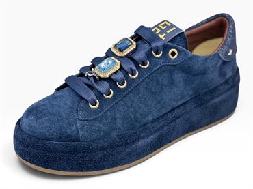 gio+ oliva148 blu sneakers camoscio zirconi donna