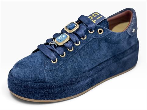gio+ oliva148 blu sneakers camoscio zirconi donna