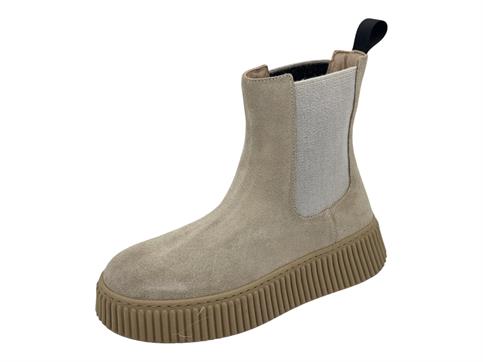 frau a40c5 beige tronchetto camoscio platform donna