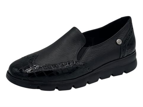 melluso 055056 nero mocassino donna pelle zeppa