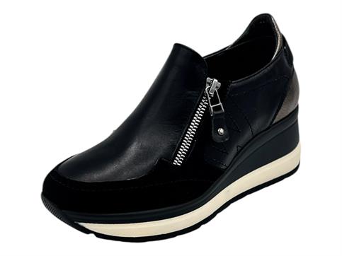 melluso r25552z nero mocassino pelle  donna zeppa