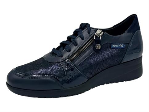mephisto iasmina blu scarpa pelle donna zeppa media